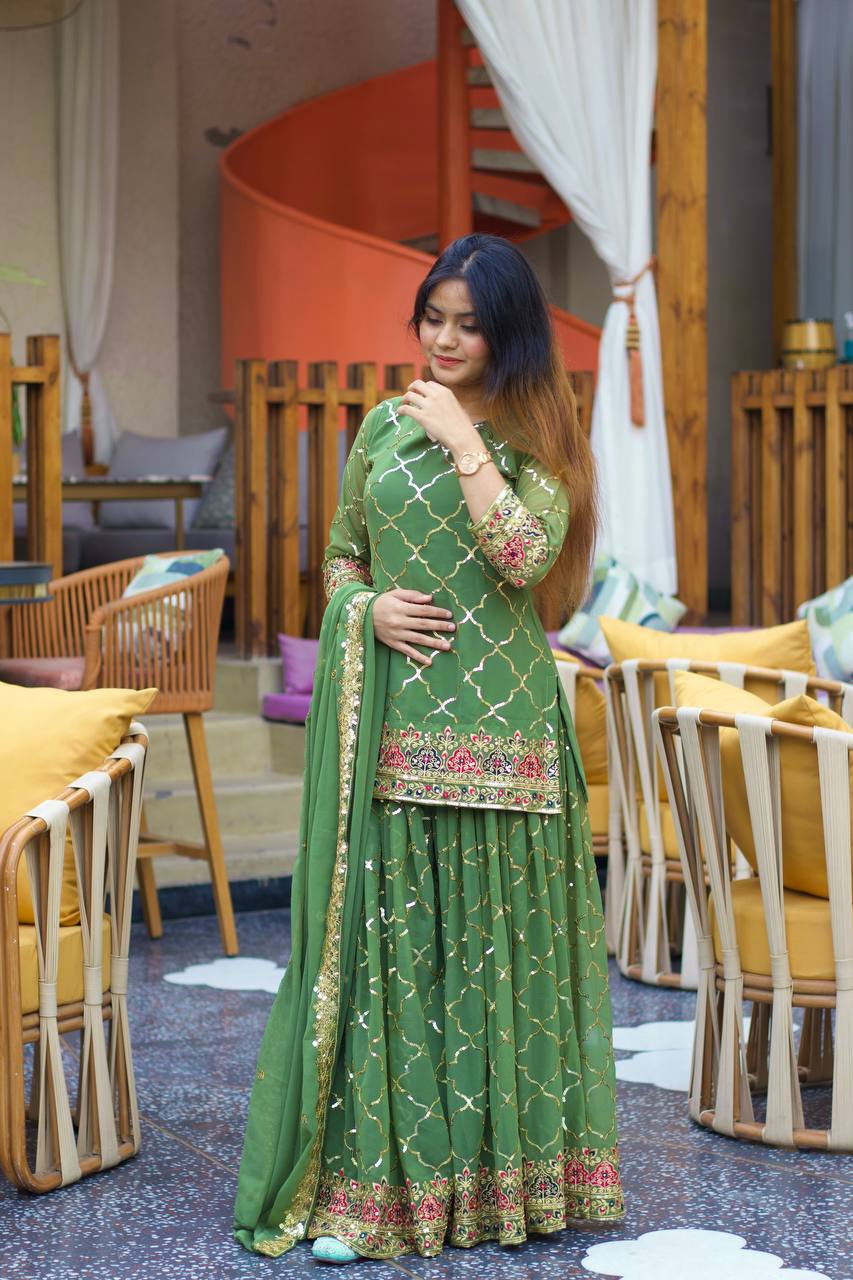 Bridal Sophistication: The Ivory Lattice Ceremonial Gharara